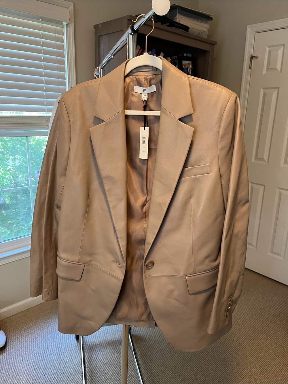 Banana Republic Tan Leather Blazer - Single-Breasted Blazer